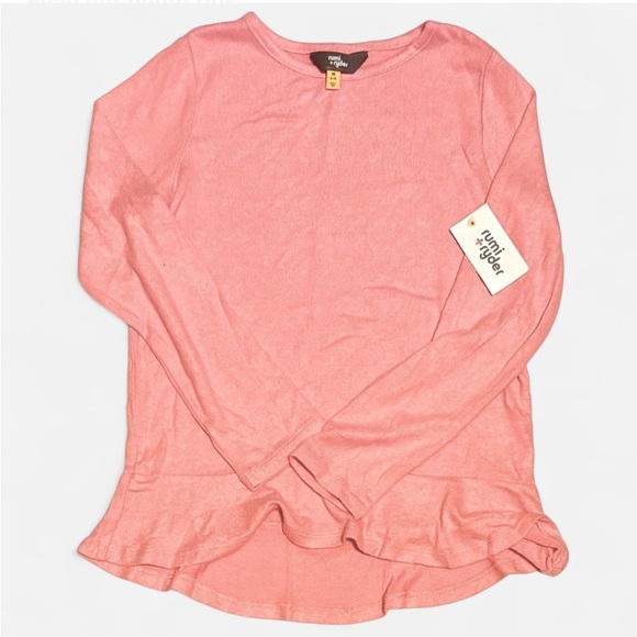 Rumi + Ryder Other - Rumí + Ryder Ruffle bottom Pink Long Sleeve Top Size 8-10